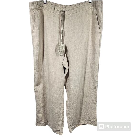 Talbots 100% Linen Cropped Wide Leg Flare Pants Size 16 *Read* - Picture 1 of 14